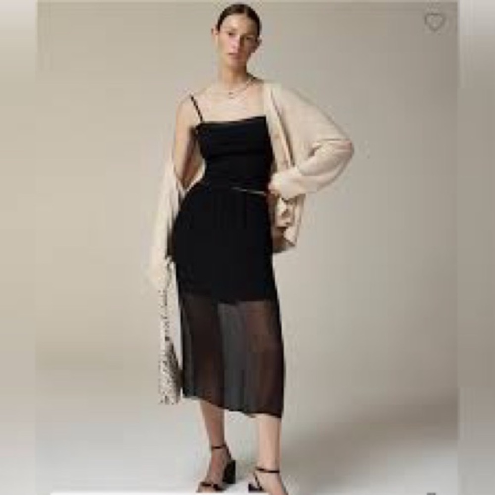 JCrew Gwyneth layered slip skirt in crinkle chiffon,Black,medium